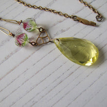 Load image into Gallery viewer, Art Deco Iris Glass Lavalier Pendant Necklace - MercyMadge

