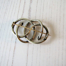 Load image into Gallery viewer, Victorian Sterling Silver Love Knot Snake Brooch.
