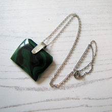 Load image into Gallery viewer, Victorian Carved Malachite &amp; Silver Book Pendant Fob
