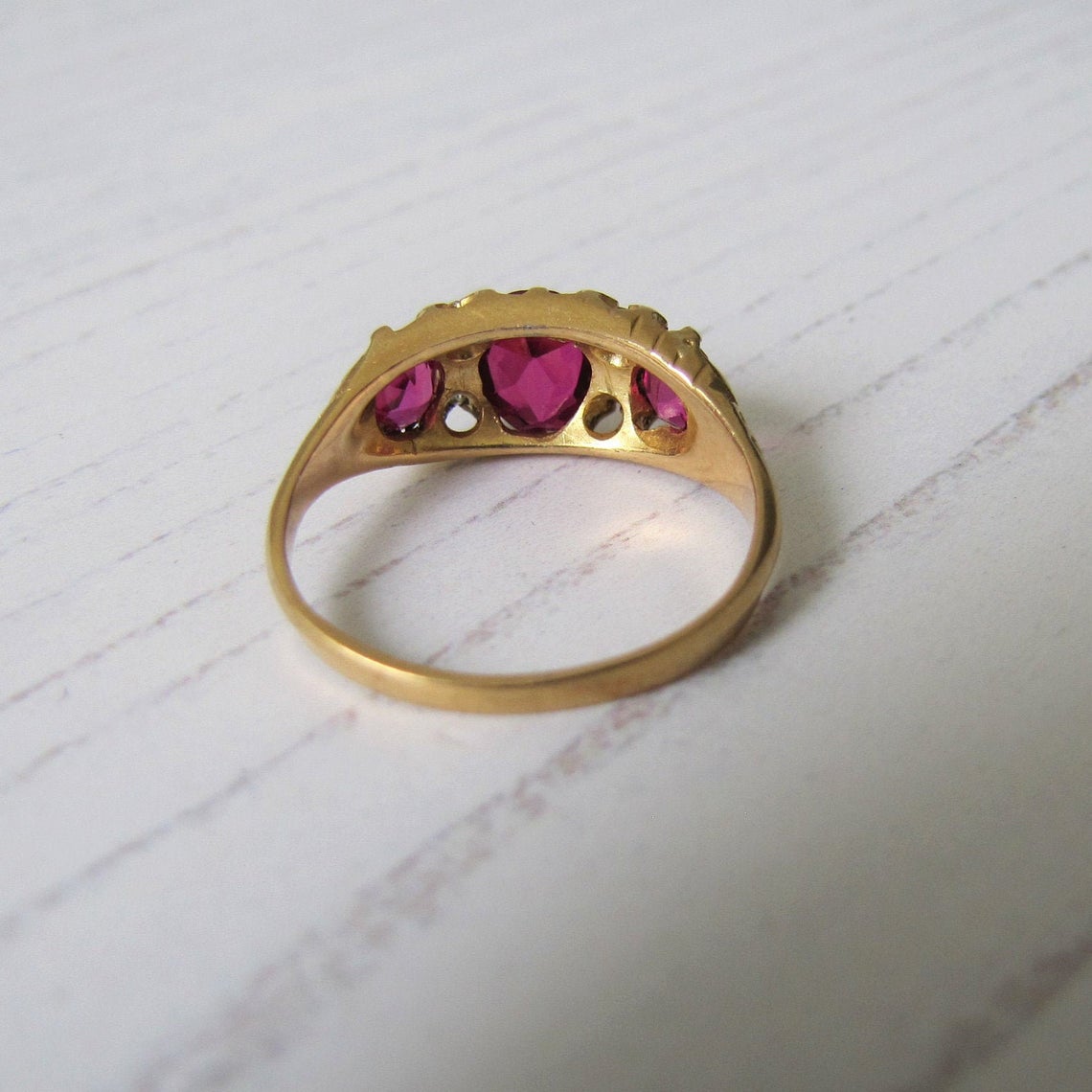 Antique 18ct Gold Ruby & Diamond Ring - MercyMadge