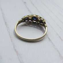 Load image into Gallery viewer, Vintage 9ct Gold, Sapphire &amp; White Opal Victorian Style Ring, London 1984. - MercyMadge
