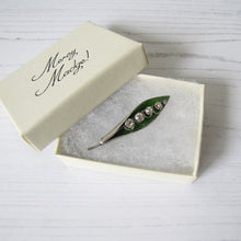 Load image into Gallery viewer, Edwardian Silver Enamel Brooch, Lily of the Valley - MercyMadge
