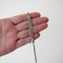 Carica l&#39;immagine nel visualizzatore di Gallery, Antique Silver Albertina Bracelet with Tassel Charm, T-Bar &amp; Dog Clip - MercyMadge
