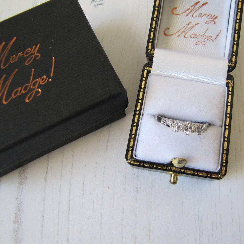 Art Deco 3 Stone Paste Diamond Triology Ring