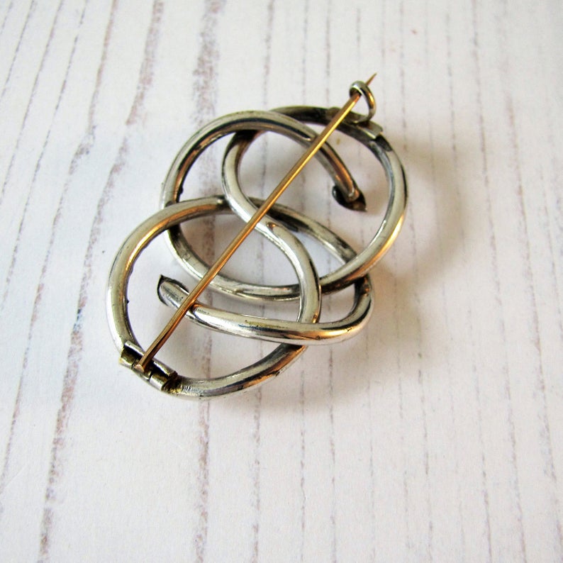 Victorian Sterling Silver Love Knot Snake Brooch.