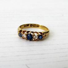 Cargar imagen en el visor de la galería, Victorian 18ct Gold, Diamond &amp; Sapphire Ring - MercyMadge
