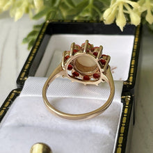 Load image into Gallery viewer, Vintage 9ct Gold, Pearl &amp; Red Coral Flower Ring.
