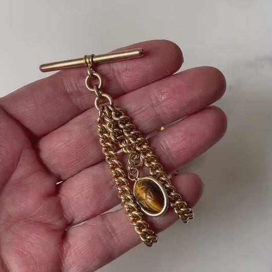 Antique Victorian 18ct Rolled Gold Double Albert Chain & Fob