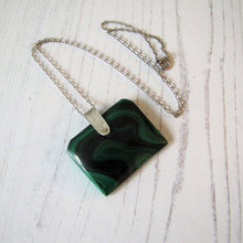 Load image into Gallery viewer, Victorian Carved Malachite &amp; Silver Book Pendant Fob
