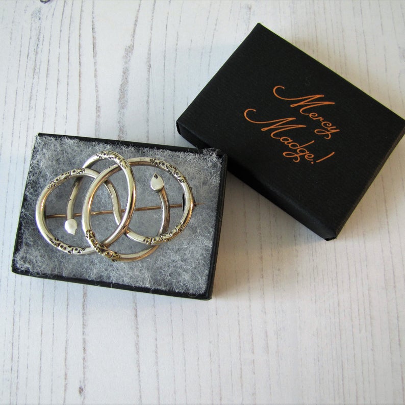 Victorian Sterling Silver Love Knot Snake Brooch