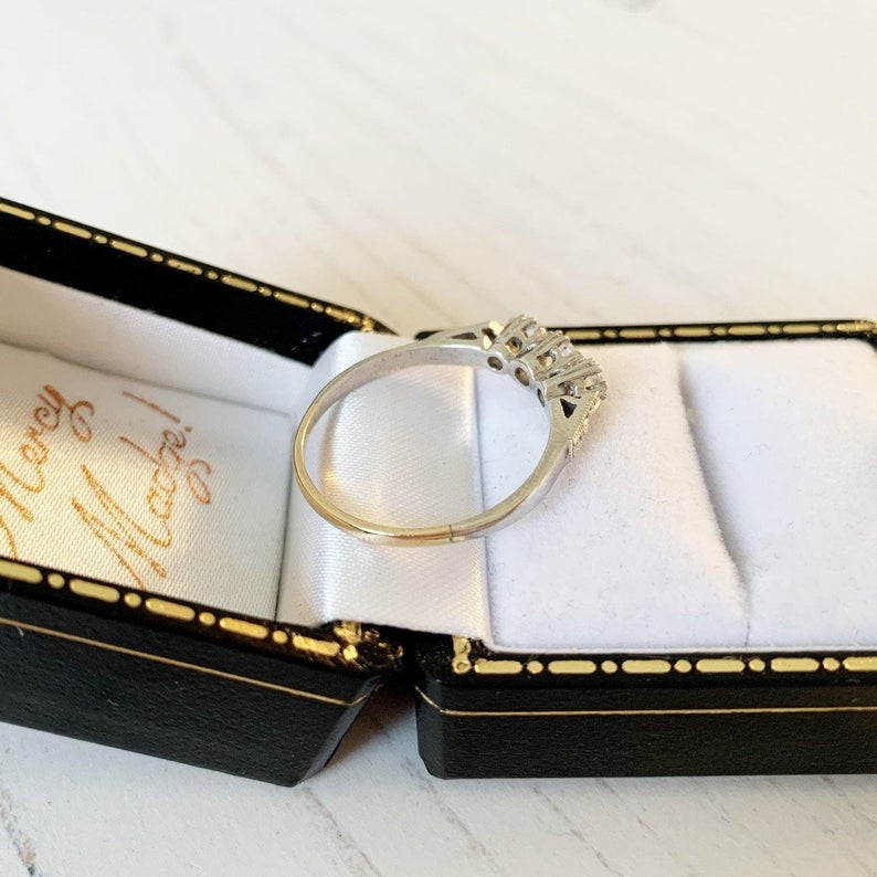 Art Deco 3 Stone Paste Diamond Triology Ring