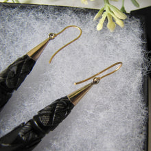 Load image into Gallery viewer, Victorian Carved Whitby Rose Earrings,
