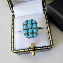 Cargar imagen en el visor de la galería, Art Deco 835 Silver &amp; Pave Set Turquoise Ring - MercyMadge
