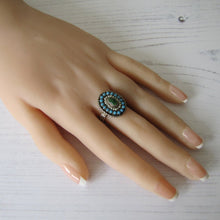 Load image into Gallery viewer, Antique Austro Hungarian Turquoise &amp; Pearl Ring - MercyMadge
