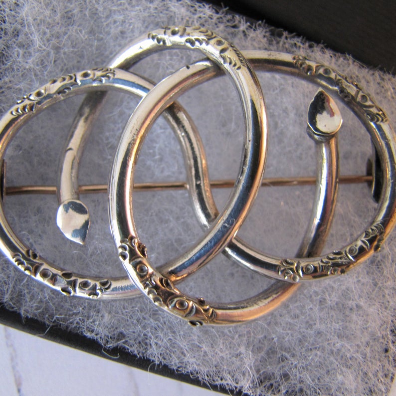 Victorian Sterling Silver Love Knot Snake Brooch.