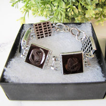 Load image into Gallery viewer, Art Deco Carnelian Carved Intaglio Silver Bracelet
