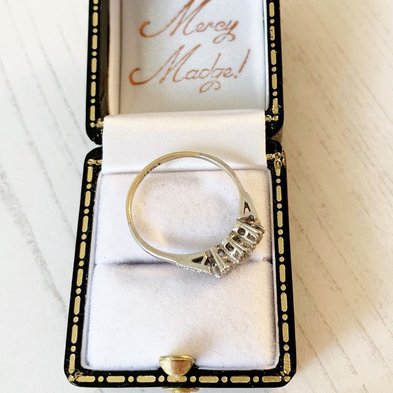 Art Deco 3 Stone Paste Diamond Triology Ring