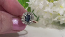 Load and play video in Gallery viewer, Antique Art Deco Paste Sapphire &amp; Diamond Ring
