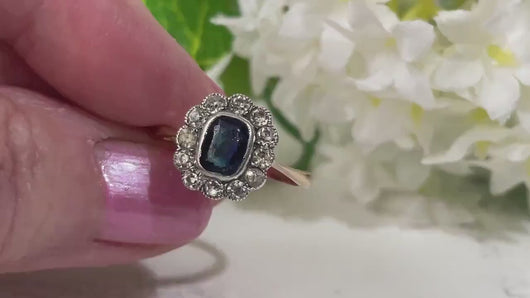 Antique Art Deco Paste Sapphire & Diamond Ring