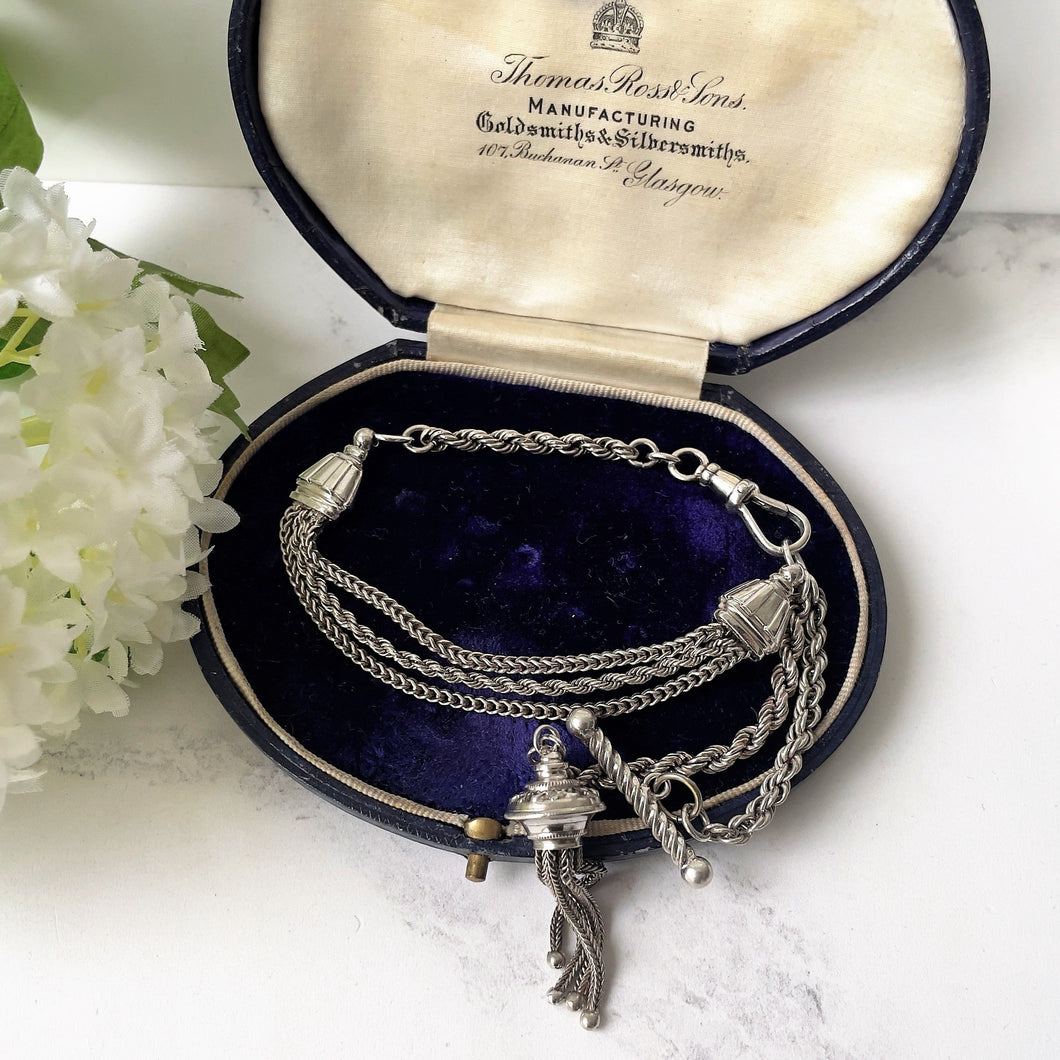 Victorian Sterling Silver Albertina Watch Chain Bracelet