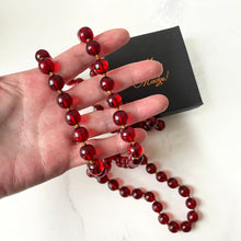 Load image into Gallery viewer, Antique Art Deco Cherry Amber Bead Necklace - 40&quot; Long
