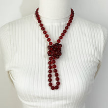 Load image into Gallery viewer, Antique Art Deco Cherry Amber Bead Necklace - 40&quot; Long
