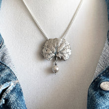 Load image into Gallery viewer, Art Nouveau Cast Sterling Silver Water Lily &amp; Pearl Drop Pendant
