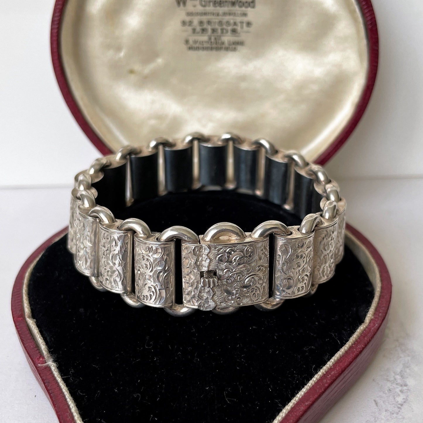 Antique Victorian Sterling Silver Book Chain Bracelet