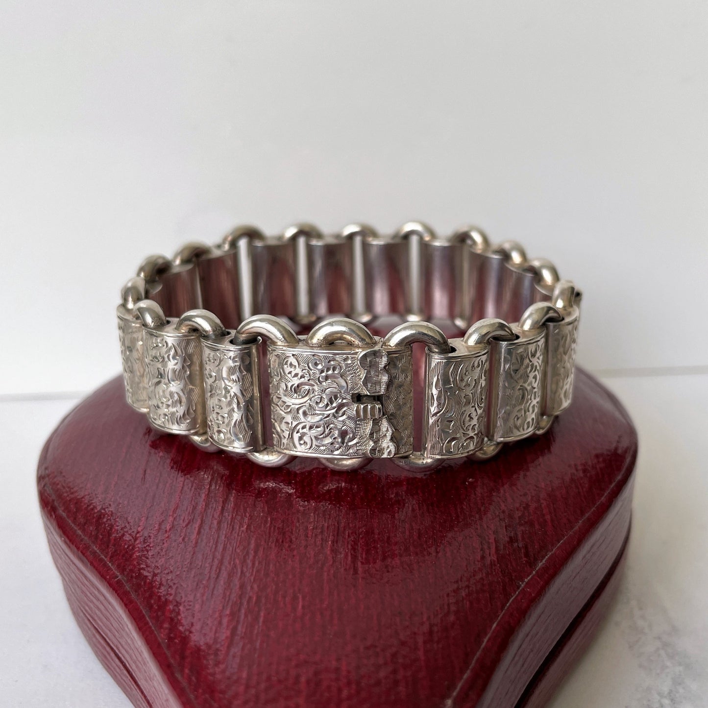Antique Victorian Sterling Silver Book Chain Bracelet