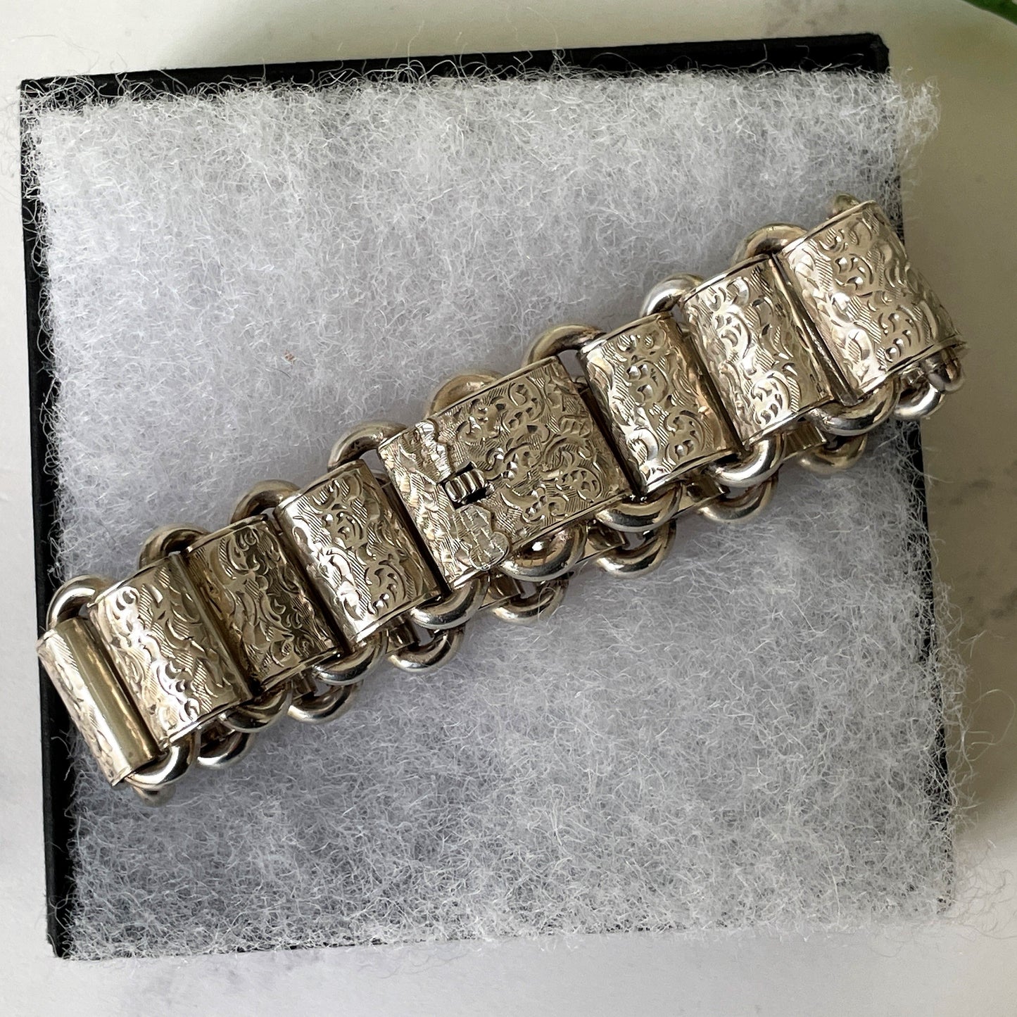 Antique Victorian Sterling Silver Book Chain Bracelet