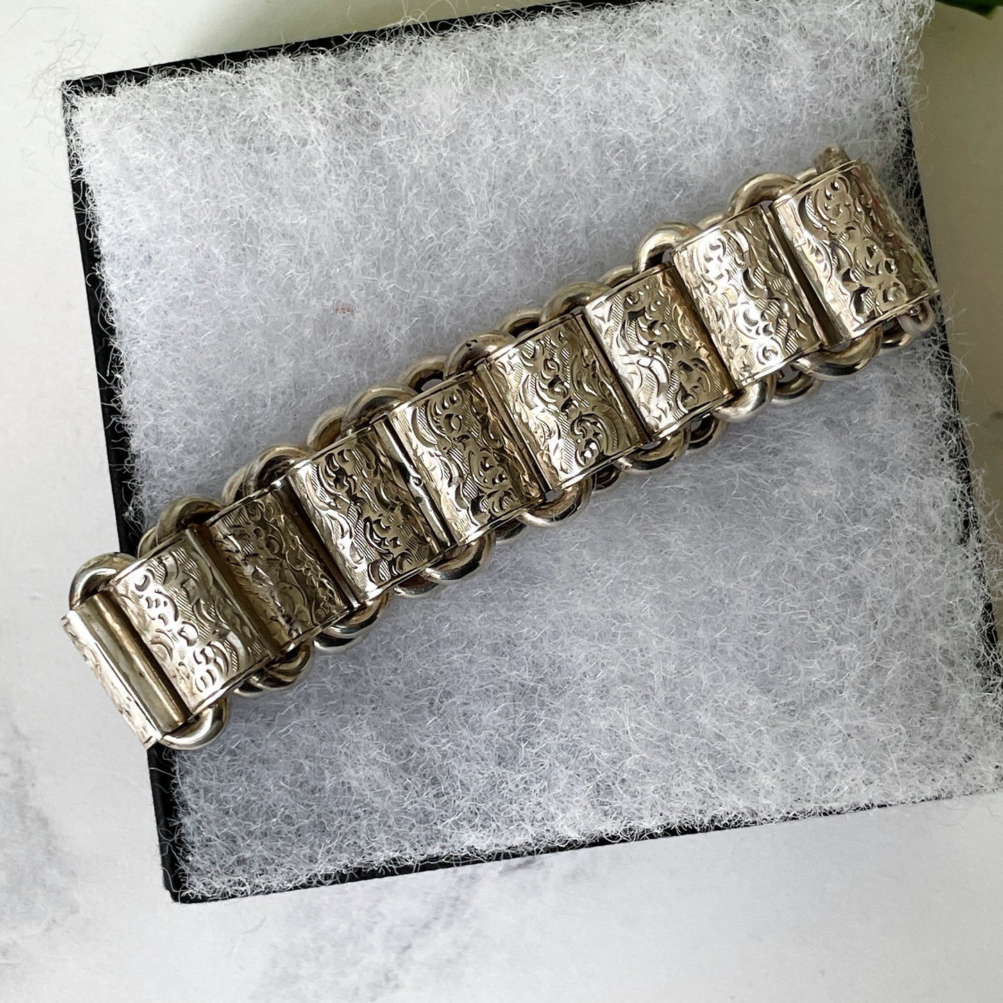 Antique Victorian Sterling Silver Book Chain Bracelet