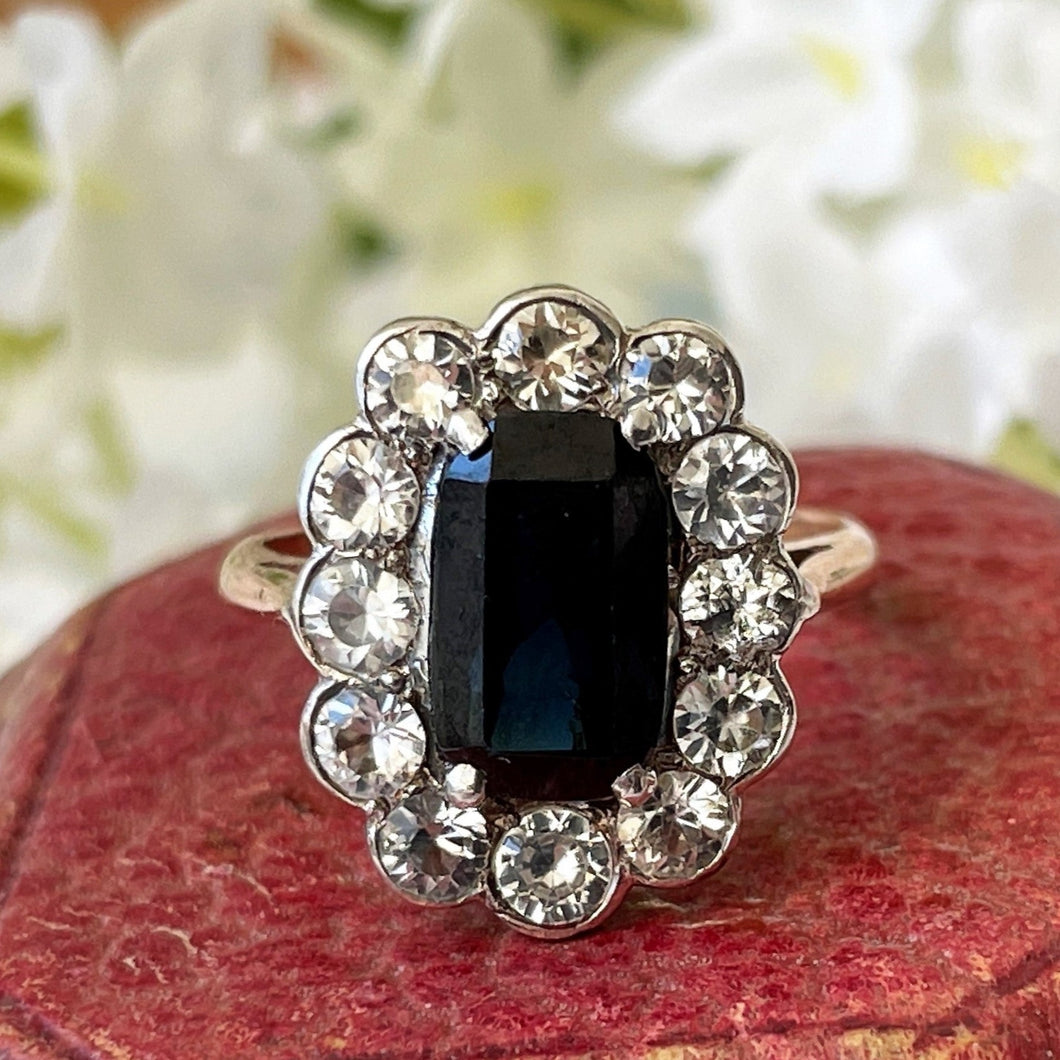 Georgian 18ct Gold Baguette Sapphire Cluster Ring