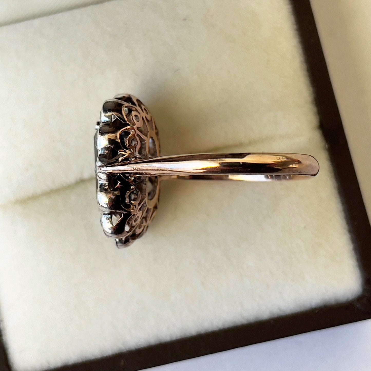 Georgian 18ct Gold Baguette Sapphire Cluster Ring