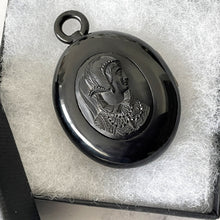 Load image into Gallery viewer, Large Victorian Carved Whitby Jet Portrait Locket
