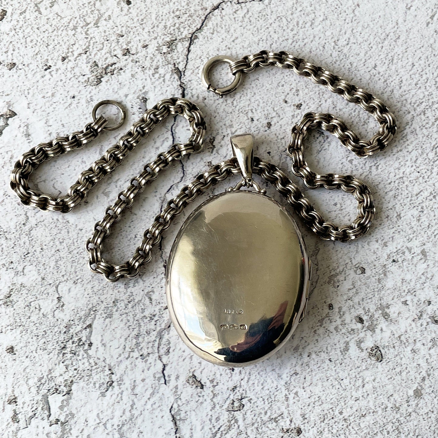 Victorian Baroque Sterling Silver Book Chain Locket Necklace With Period Photos