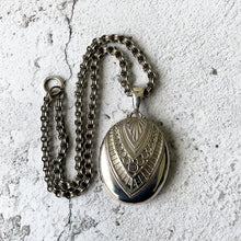Load image into Gallery viewer, Victorian Baroque Sterling Silver Book Chain Locket Necklace With Period Photos
