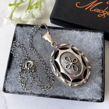 Load image into Gallery viewer, Vintage English Sterling Silver Openwork Locket Necklace
