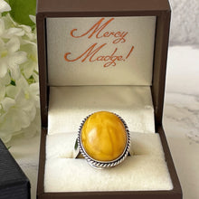 Load image into Gallery viewer, Art Deco Butterscotch Amber Sterling Silver Ring
