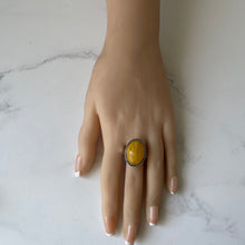 Load image into Gallery viewer, Art Deco Butterscotch Amber Sterling Silver Ring
