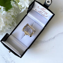 Load image into Gallery viewer, Vintage 9ct Gold Emerald Cut 28 Carat Citrine Ring, Hallmarked 1966
