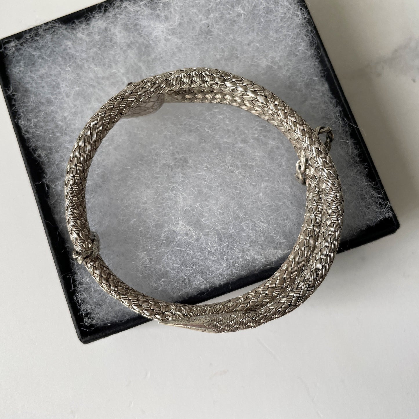 Georgian Ruby & Silver Coiled Snake Bracelet