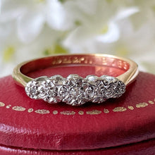 Cargar imagen en el visor de la galería, Art Deco 18ct Gold &amp; Platinum Milligrain Set Diamond Ring
