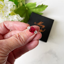 Load image into Gallery viewer, Art Deco 9ct Gold Ruby &amp; White Sapphire Trilogy Ring
