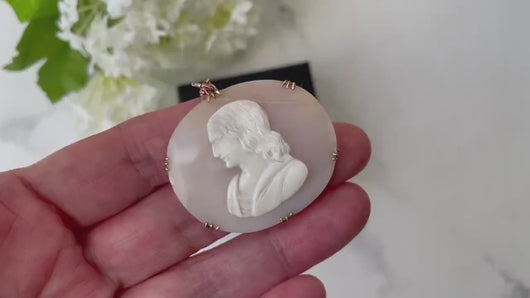 Antique 9ct Gold Cameo Pendant Of St