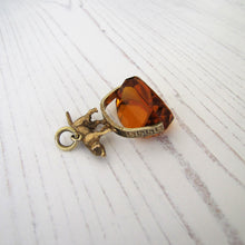 Load image into Gallery viewer, Antique Gold &amp; Citrine Spinner Watch Fob, Hunting Dog - MercyMadge
