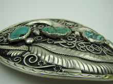 Cargar imagen en el visor de la galería, Huge Native American Silver &amp; Turquoise Trophy Belt Buckle - MercyMadge

