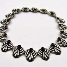 Load image into Gallery viewer, Vintage Modernist Sterling Silver &amp; Onyx Necklace, Los Ballesteros, Taxco, Mexico

