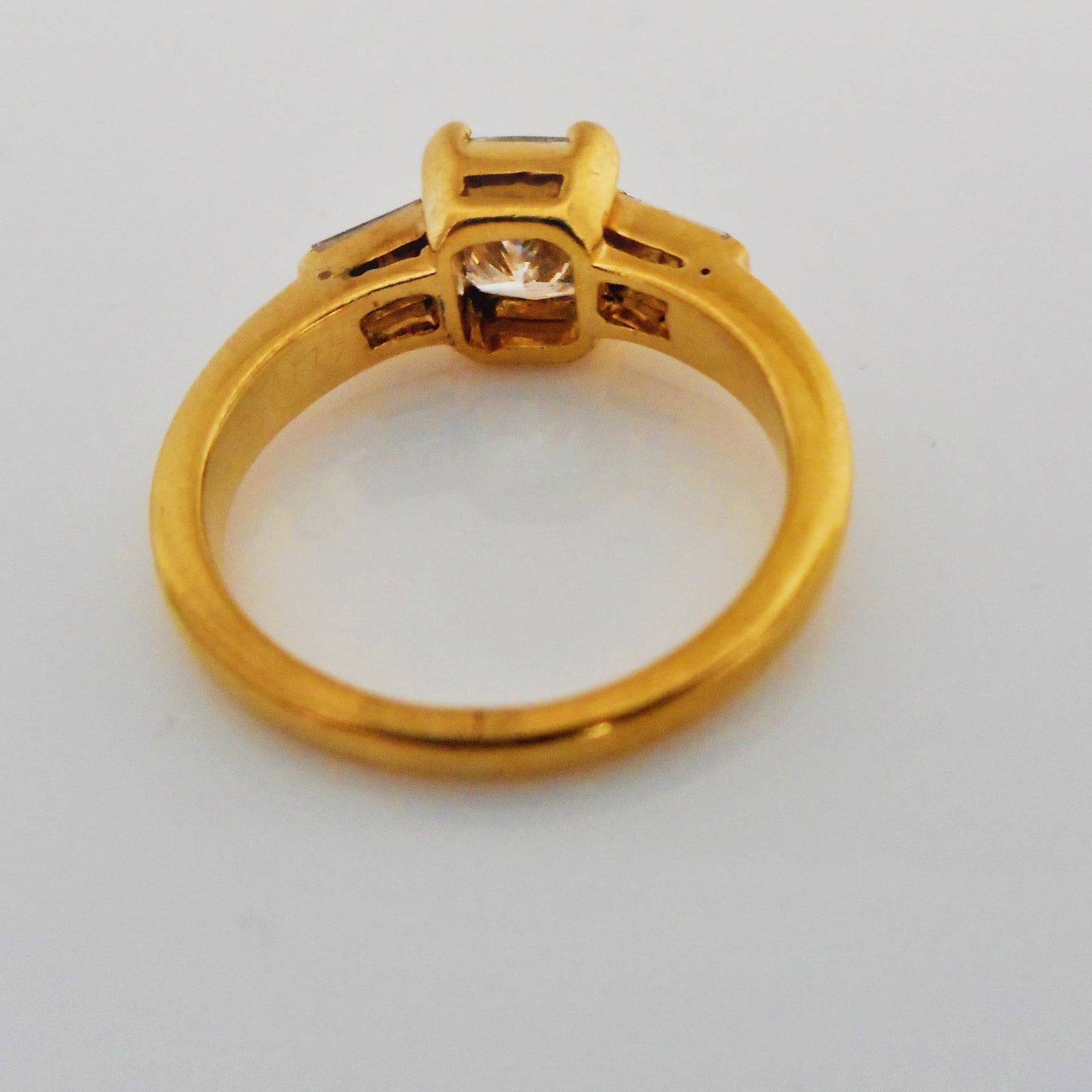 Vintage 18ct Gold Princess Cut Flawless Diamond Ring, Gazdar Of India. 3-Stone Diamond Engagement Ring & Certificate. 2.09ct Diamond Ring