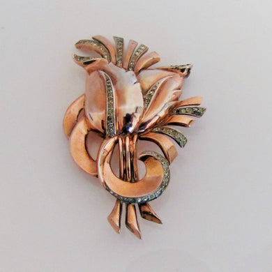 Nordic New York Vintage Sterling Silver, Rose Gold Flower Brooch. - MercyMadge