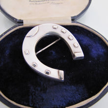 Load image into Gallery viewer, Antique Victorian Silver Large Horseshoe Brooch - MercyMadge
